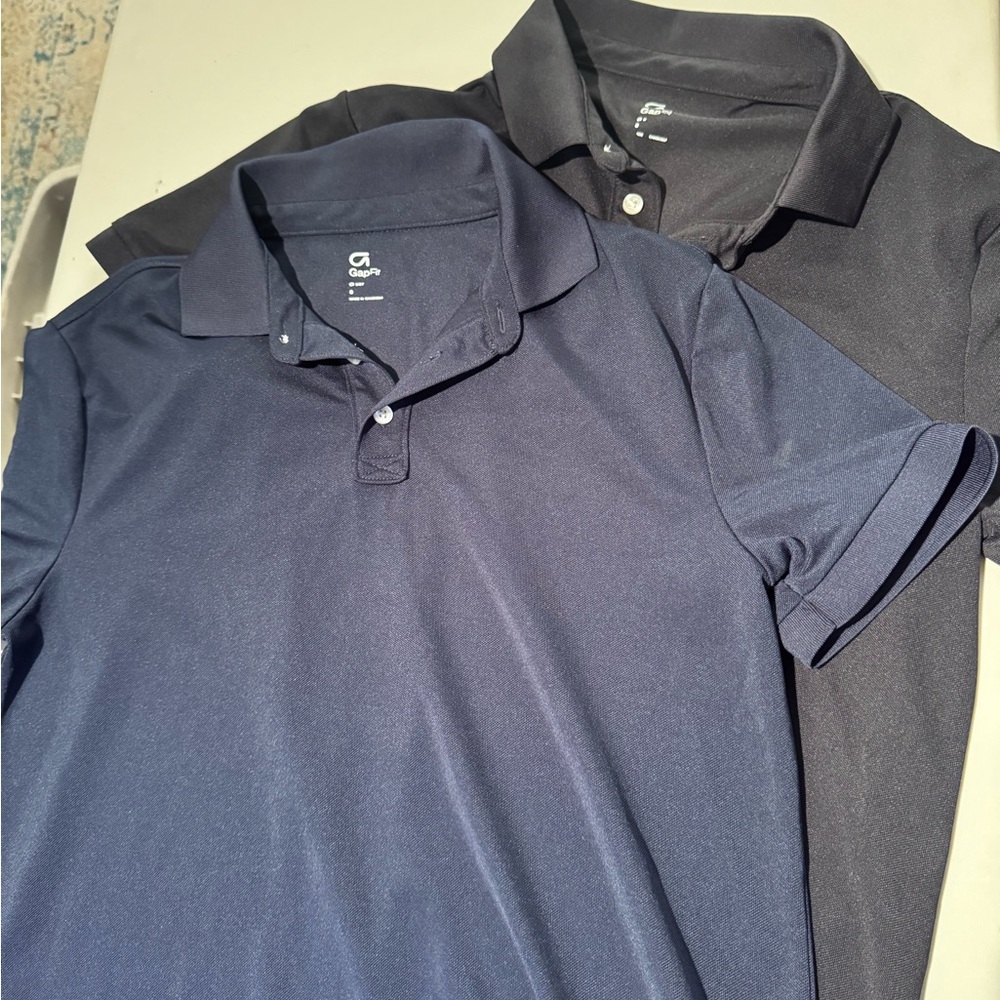 Bundle (2) Gap Fit Men’s Navy and Black Polo Shirts